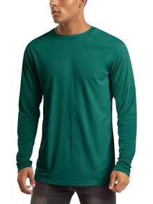 Men's Long Sleeve Shirts UPF 50+ UV Sun Protection Athletic Shirts For Hiking Running Workout Rash Guard-2025 - Emerald Green - View 1