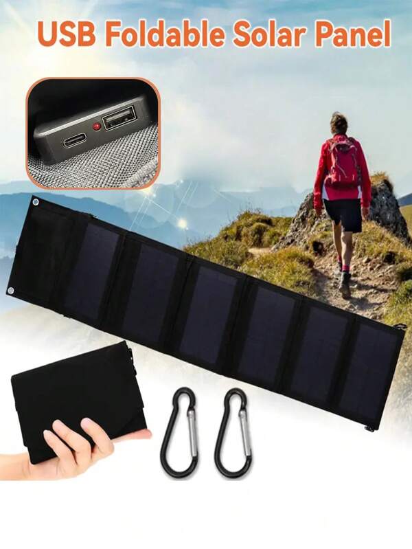 6 piezas Panel Solar Monocristalino de 30W, Panel Solar portátil y plegable para carga USB, generación de energía fotovoltaica al aire libre, Conjunto de 6 paneles solares compactos y plegables