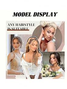 2片优雅水波纹夹式隐形合成刘海，采用高温纤维制成，女士侧刘海，圣诞音乐节假发，适合日常佩戴，造型自然，适合所有发质，美发套装，美发工具套装，学生用品，美发工具和发饰，家居美发配件 - 彩色 - 查看 4