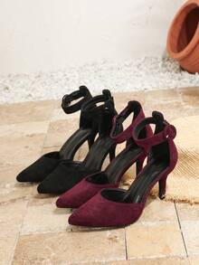 Giày cao gót thời trang nữ, sandal gót mỏng khoét rỗng, sandal quai cài khóa mũi nhọn gợi cảm mùa xuân/hè mới, thanh lịch, gót nhọn, dự tiệc. - màu đen - Xem 8