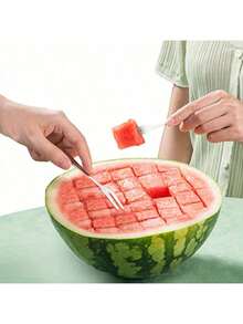 Watermelon Cutter Slicer,Stainless Steel Watermelon Cube Cutter Quickly Safe Watermelon Knife,Fun Fruit Knives Salad Melon Baller For Kitchen Gadget - 1 cái - Xem 5