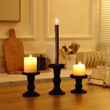 法式怀旧花卉树脂烛台古铜色/家具装饰/复古摆件烛台，适合母亲节、生日、返校季、毕业季和婚礼季的优质家居装饰摆件