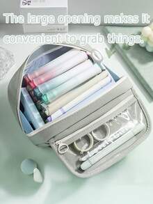 1 件多层大容量铅笔盒，简约设计，适合学生文具收纳、考试、课堂奖励、返校