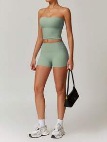 MASKERT 女士杯型露肩背心，透气运动瑜伽服，运动背心，舒适居家通勤背心