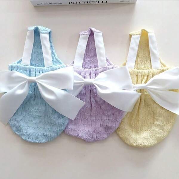 A Cute Pet Harness Breathable Dress, Suitable For Spring, Summer And Autumn. Suitable For Teddy Bear, Poodle, Bichon Frise, Cats, Bow Tie Rompers