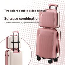 Large Capacity Lightweight Travel Suitcase Set, Macaron Color Block Rolling Luggage With Makeup Bag, Scratch-Resistant Surface, Swivel Wheels, Suitable For School, Vacation, Travel, Outdoor, Beach, Great Gift Bag For School School Accessories School Stuff