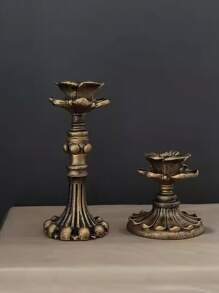 1 Piece French Vintage Style Worn Gold Candle Holder Base European Wedding Decor Home Decor, Decor, Festivals, Gifts
