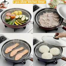 1 Silver Kitchen Timer With Adjustable Cooking Countdown Function, Which Can Be Used As A Time Manager For Cooking In Home Kitchens And Is Available Without Any Power Source.