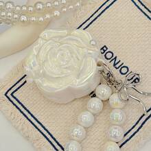 Elegant Rose Shaped PVC Earphone Cases, Delicate Yet Personalized, Compatible With AirPods 1/2/3/4/Pro And Pro 2, Each Comes With An Option Of Pearl Bracelet Or Keychain