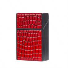 1pc 20-Cigarette Capacity Automatic Flip-Top Cigarette Case, Leather Material, Multiple Colors, Snake Skin Pattern, Back To School Supplies, Cigarette Storage, Cigarette Holder Case, Sigaretten Doos