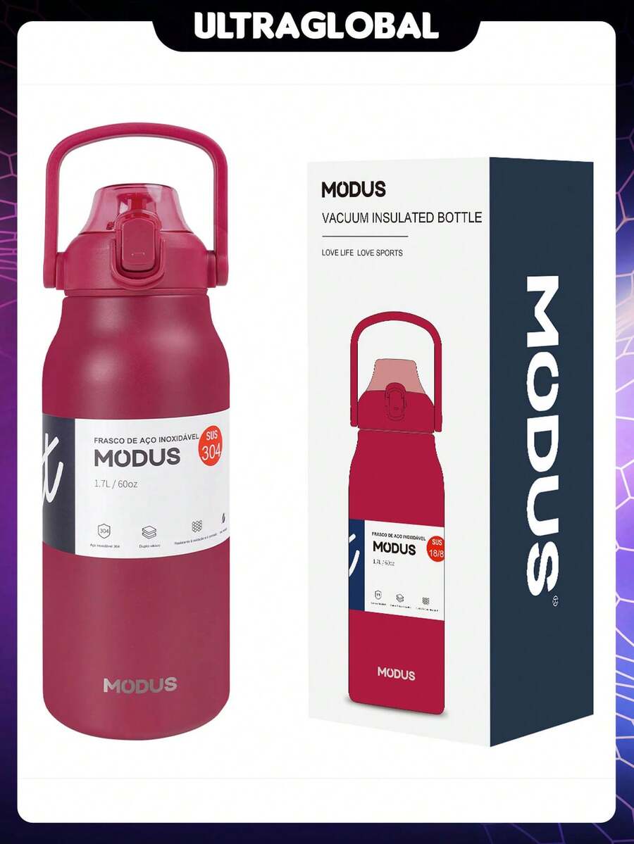 1700ml Stainless Steel Travel Bottle With Vacuum Insulation White For Coffee Water With Handle Camping And Trail MODUS - Gỗ đỏ - Xem 1