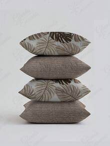 (4 Units) 45x45 Pillow Covers – 2 Plain And 2 Printed – Assorted Colors – AL - Sườn Beige-Beige - Xem 1