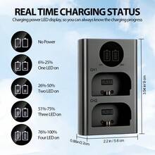 EDEKOY Cargador de batería recargable de doble ranura USB compatible con baterías Canon LP-E6NH, LP-E6N, LP-E6; Cargador de batería de cámara con pantalla LED DL-E6 compatible con cámaras Canon R7, R6, R5, 5D-IV/III/II, 5DS, 6D, 6D-II, 7D D-II, 90D, 80D, 70D, 60Da - Negro - Ver 2