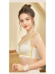 COTOLO Brassieres de Mujer sin Varilla Lencería Sexy Mujer con Copa Tipo Conejito Transpirable Suave y con Efecto Push Up Ropa Interior de Mujer a la Moda,brassieres de mujer,ropa interior de mujer,brasieres sin varilla,tops de mujer,brasier push up - Amarillo - Ver 3