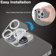 1pc Camera Lens Protector Compatible With IPhone 16 15 14 13 12 11 Pro Max, Individual Metal Rhinestone Ring 9H Hardness Scratchproof Protector, Stylish Accessories, Case Friendly Applicable To Daily Shield, Office, Home Phone Camera Cover Waterproof Shockproof Anti-Fall Anti-Fall Scratch Resistant Anti-Fingerprint Full Cover