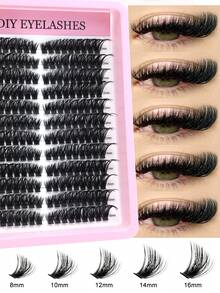200pcs D Curl DIY Eyelash Cluster, 80D Cluster Eyelashes, 0.07mm D Curl 8-16mm Mixed Natural Eyelash Extensions, Super Thick And Lengthening Cluster Eyelashes, Curly Single Eyelashes, Thin And Lengthening Eyelashes, Lengthening And Cartoon-Like Appearance Eyelashes, Suitable For Beginners At Home200pcs Extra Thick False Eyelashes, 200pcs Large Capacity Lash Clusters, Eyelash Clusters, Individual Eyelashes, Lashes, Fake Lashes - D - View 9