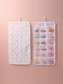 1pc Kids Hair Accessories Storage Bag, Cute Style Children Hair Clips, Hair Ties, Headbands Organizer With 18 Compartments