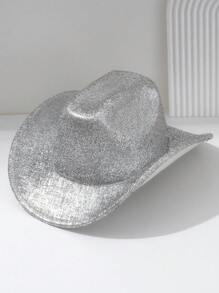 1pc Unisex Rhinestone Tassel Fringed Shiny Cowboy Hat, Creative Punk Style Wide Brim Hat, Suitable As Bridesmaid/Bride Hat, Great For Parties, Western Themed Events, Gatherings, Engagement Parties, Cosplay, Graduations, Masquerade Balls, Festivals, Weddings, Birthdays, Music Festivals, Coming Of Age Ceremonies