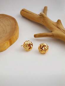 1 Pair Of Simple Flowing Braided Design Earrings, Fashionable And Versatile, Suitable For Girls To Wear, Suitable For Festivals And Daily Wear