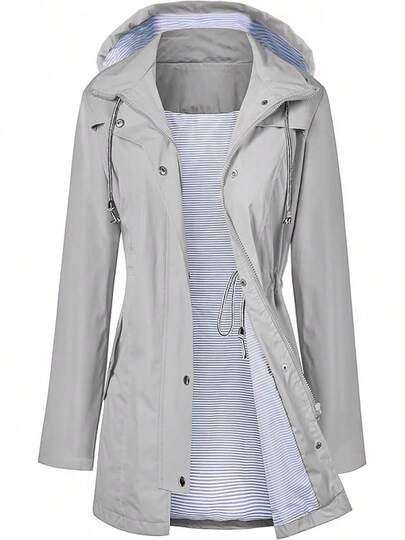 Women's Waterproof Long Hooded Coats Lined Windbreaker Travel S-XXL, Popular Raincoat