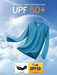 Men's Long Sleeve Shirts UPF 50+ UV Sun Protection Athletic Shirts For Hiking Running Workout Rash Guard-2025 - Blue Green - View 5