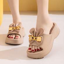 Women's Cute Casual Sandals, Summer New Arrival - Cartoon Doll Decor, Thick Sole Slippers - 卡其色 - 查看 4