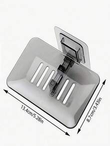 1pc Transparent Drainable Soap Holder, Punch-Free Soapbox With Traceless Adhesive Wall Mount, Suitable For Bathroom & Kitchen Home Bathroom Decor Summer