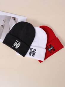 1pc NY Letter Embroidery Beanie Unisex Winter Hats Daily Slouchy Beanies Skull Cap Outdoor Knit Hats For Men Women