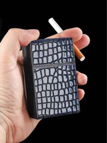 1pc 20-Cigarette Capacity Automatic Flip-Top Cigarette Case, Leather Material, Multiple Colors, Snake Skin Pattern, Back To School Supplies, Cigarette Storage, Cigarette Holder Case, Sigaretten Doos
