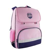 Elementary School Student Backpack 600D Nylon Color Block 3-6 Grade Double Shoulder Backpack Custom Printing - hồng - Xem 5