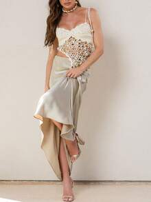 Sequin Crochet Halter Tops For Women Sexy Open Back Y2k Crop Top Hollow Out Knit Summer Beach Going Out Tops - trắng - Xem 6