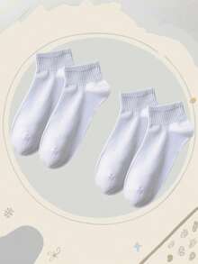 10 Pairs Women Basic Solid Color Short Socks, Simple And Fresh Design, Suitable For Daily Wear All Seasons - White - View 8