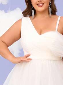 Plus Size Women Ombre V-Neck Formal Maxi Dress, Cocktail Party Prom Gowns, Backyard Wedding Dresses, Single Shoulder