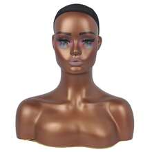 Half Body Mannequin Head With Shoulders - Realistic Display And Styling For Wigs, Jewelry, And Clothing - Durable Design For Salon, Shop, Or Home Use - Easy To Maintain - Brown - View 2