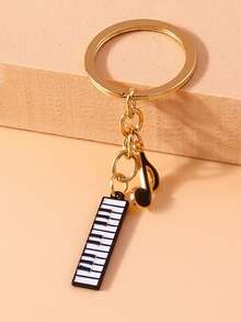 1 件男女通用乐器电子键盘钥匙扣，音乐爱好者礼物吊坠钥匙圈学校汽车配件可爱哥特 Y2k - 黑與白 - 查看 4