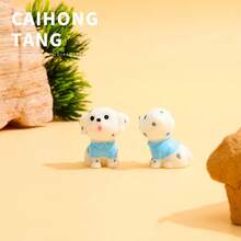 1 件/5 件/10 件随机款式树脂狗雕像可爱宠物微型摆件桌面装饰汽车装饰微景观配件（手工制作，有轻微瑕疵，尺寸如标记）