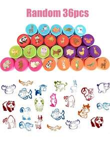 6/12/24/36pcs Cute Mini Cartoon Animal Stamps Set For Self Inking Craft Stamps For Rewards Easy To Hold Washable Ink For Fun DIY Projects And Party Favors(Random) - Multicolor - View 9