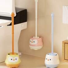 Diseño de dibujos animados lindos Cepillo de inodoro con soporte, cepillo de inodoro de baño montado en la pared, cepillo de mango largo para una limpieza a fondo
