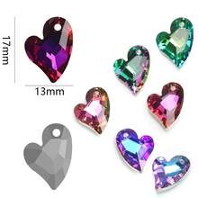 20 件/包 17 毫米倾斜心形玻璃电镀银底吊坠，DIY 手工项链、耳环、手机链、钥匙扣、汽车装饰 - 17mm歪桃 - 查看 3