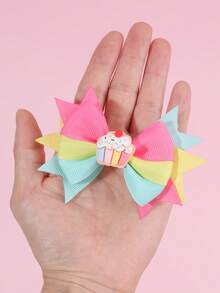 2 件糖果色蝴蝶结发夹甜美可爱女孩发夹蛋糕蝴蝶结发夹生日礼物发饰生日发饰，生日快乐 - 彩色 - 查看 4