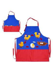 hoojojo 1 Peça Avental Criativo, Azul, Amarelo, Tamanho, Avental com Bolso, Avental de Drama, Livro de Imagens de Histórias, Adereços de Narração de Histórias, Adereços de Jogos Interativos, Família, Sala de Aula, Festa, Materiais Didáticos, Volta às Aulas