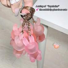 1 件可爱熊和兔子毛茸茸润唇膏钥匙扣，哑光光泽唇彩，适合日常使用 - 彩色 - 查看 5