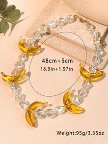 1 件女士时尚香蕉串珠项链，水果系列设计，树脂材质，适合海滩、休闲、日常佩戴 - 香蕉款 - 查看 4