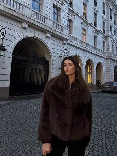 GDDYIN Nouvelle veste courte en velours de couleur unie de haute qualité avec fausse fourrure pour femme. Élégante pour un rendez-vous du soir