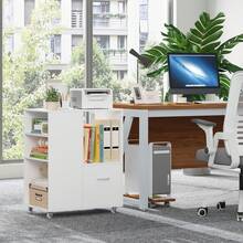Archivador móvil con ruedas, 2 estantes y 1 cajón, armario de oficina para archivos y documentos en formato DIN A4, formato carta, blanco, 60 x 40 x 75 cm - Blanco - Ver 3