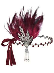 D EXCEED 1/4/6 件女士 1920 年代 Flapper Gatsby 配饰套装万圣节派对 Great Gatsby 女士复古时尚人造羽毛头带发饰新娘头饰表演舞台道具配饰