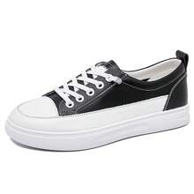 Breathable Genuine Leather Shoes Women, Versatile Sneakers, Flat Sole, Sports Casual Soft Sole, Thick Sole Women - 杏色 - 查看 8