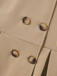 Girls' British Style Double-Breasted Trench Coat, Spring/Autumn New Versatile Fashionable Mid-Length Windproof Lapel Children Outerwear