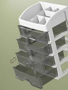 "4-Drawer Clear Cosmetic Organizer – For Makeup, Jewelry & Vanity Elegance" - trắng - Xem 5