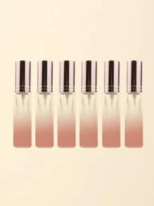 3pcs/6pcs/12pcs/18pcs 10ml Square Glass Refillable Makeup Toner Perfume Small Sample Transparent Fine Mist Spray Bottle, Black/Amber, With Funnel Atomizer, Rose Gold/Purple/Pink